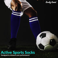 Lovely Annie Girls' 2 Pairs Knee High Sports Socks for Baseball/Soccer/Lacrosse 003 XS(Blue)