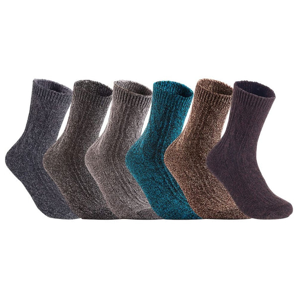 Lian LifeStyle Women's 6 Pairs Pack Perfect Fit Wool Crew Socks. Cute and Comfortable with Wide  and Styles Size 6-9 HR1613(Random Color)