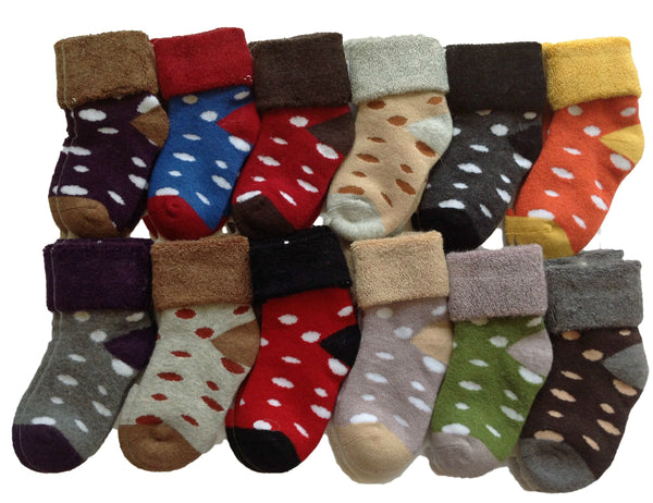 Lian LifeStyle 3 Pairs Children Viscose Dotted Socks B 1Y-3Y Random Color