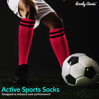 Lovely Annie Girls' 2 Pairs Knee High Sports Socks for Baseball/Soccer/Lacrosse 003 XS(Rose)