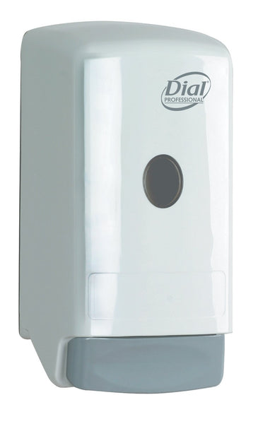Dial-724639 Model 22 800mL White Dispenser for Liquid Hand Soap and Gel Hand Sanitizers, 5.25 Width x 10.25 Height x 4 Depth, (Pack of 6)