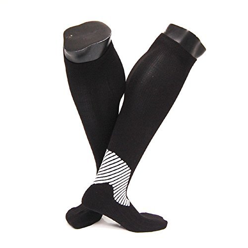 Lovely Annie Men's 1 Pair Knee High Compression Sports Socks Size M XL0023-11(Black)