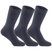 Men's 3 Pairs High Performance Wool Crew Socks, Moisture Wicking, Perfect for Athletic Biking on Winter & Cold Weather LK0602 Size 6-9 (Dark Grey)