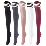 Lovely Annie Big Girl's Women's 5 Pairs Incredible Durable Super Soft Unique Over Knee High Thigh High Cotton Socks Size 6-9 A1022(Random)