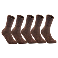 Lovely Annie Women's 5 Pair's Exceptional High Crew Wool Socks Non Slip, Cozy and Cool HR1412 Size 6-9 (Coffee)