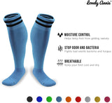 Lovely Annie Girls' 2 Pairs Knee High Sports Socks for Baseball/Soccer/Lacrosse 003 S(Light Blue)