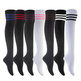 Incredible Women's 6 Pairs Thigh High Cotton Socks, Durable And Super Soft For Everyday Relaxed Feet RX One Size(w/o Coffee Strip Color)