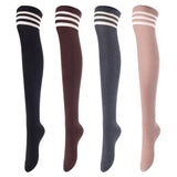 Remarkable Big Girls' Women's 4 Pairs Thigh High Cotton Socks, Long Lasting, Colorful and Fancy LBG1022 One Size (Assorted)
