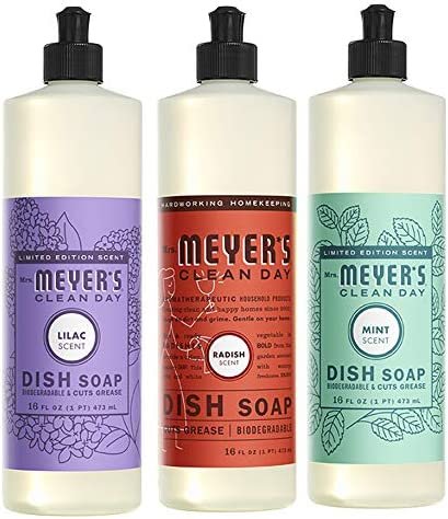 Liquid Dish Soap, Cruelty Free Formula, 1 Pack Lilac, 1 Pack Radish, 1 Pack Mint, 16 OZ each