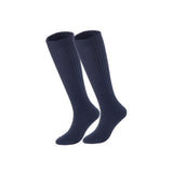 Lovely Annie Big Girl's & Women's 2 Pairs Knee High Wool Socks | Comfy, Cozy and Fancy Leg Warmer Stockings AFS05 Size L/XL(Navy)