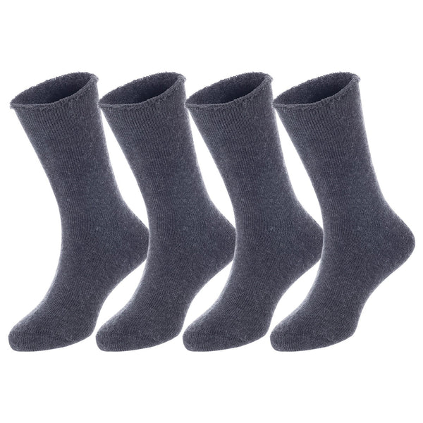 4 Pairs Children's Wool Socks for Boys and Girls. Durable, Sweat Resistant Colored Crew Socks Perfect for All Season LK0601 Size 12M-24M (Dark Grey)