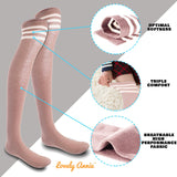 Incredible Women's 4 Pairs Thigh High Cotton Socks Unique, Durable And Super Soft For Everyday Relaxed Feet LA1022 One Size (Beige)