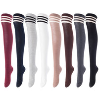 Remarkable Big Girls' Women's 4 Pairs Thigh High Cotton Socks, Long Lasting, Colorful and Fancy LBG1022 One Size (Assorted)
