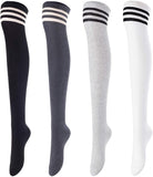 Big Girls' Women's 4 Pairs Over Knee High Thigh High Cotton Socks LABG1022 Size 6-9