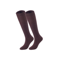 Lovely Annie Big Girl's & Women's 2 Pairs Knee High Wool Socks | Comfy, Cozy and Fancy Leg Warmer Stockings AFS05 Size L/XL(Brown)