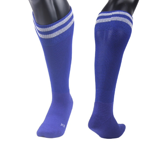Lovely Annie Girls' 2 Pairs Knee High Sports Socks for Baseball/Soccer/Lacrosse 003 S(Blue)