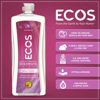 Earth Friendly Products ECOS Dishmate, Dishwashing Liquid, Natural Lavender, 25 oz, grape (97276)