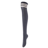 Lovely Annie Big Girl's Women's 3 Pairs Incredible Durable Super Soft Unique Over Knee High Thigh High Cotton Socks Size 6-9 A1022(DG,Cofe,White)