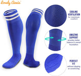 Lovely Annie Girls' 2 Pairs Knee High Sports Socks for Baseball/Soccer/Lacrosse 003 XS(Blue)