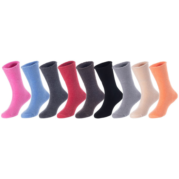 9 Pairs Children's Wool Crew Socks for Boys and Girls. Durable, Stretchable, Thick & Warm Sweat Resistant Kid Socks LK0601 Size 3Y-5Y (9 Colors)