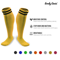 Lovely Annie 1 Pair Ultra Comfortable Girls Knee High Sports Socks Perfect as Activewear as Soccer, Football, and Other Sports XL003 XXS(Yellow)