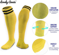 Lovely Annie Women's 2 Pairs Knee High Sports Socks for Baseball/Soccer/Lacrosse 003 M(Yellow)