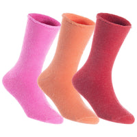 Men's 3 Pairs High Performance Wool Crew Socks. Breathable & Lightweight Moisture Wicking Socks LK0602 Size 6-9 (Rose,Orange,Red)