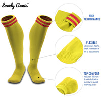 Lovely Annie 1 Pair Boys Knee High Sports Socks Lightweight & Breathable Socks - Ultra Comfortable & Durable Long Socks XL002 Size S Yellow