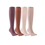 Lovely Annie Women's 4 Pairs Incredible Thigh High Cotton Boot Socks. Durable And Super Soft L1888 Size 5-11 4P4C-1(Orchid, Brown, Wheat, Khaki)