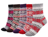 Lovely Annie Women's 5 Pairs Pack Fashion Plaid-Maple Leaf Wool Socks One Size 6-9