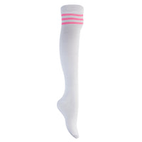 Lovely Annie Women's 1 Pair Incredible Thigh High Cotton Socks, Durable And Super Soft. Unique Over Knee High Ladies Socks Size 4.5-8.5(Pink Strip)