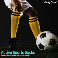 Lovely Annie Women's 2 Pairs Knee High Sports Socks for Baseball/Soccer/Lacrosse 003 M(Yellow)