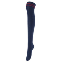 Lovely Annie Big Girl's Women's 3 Pairs Incredible Durable Super Soft Unique Over Knee High Thigh High Cotton Socks Size 6-9 A1023(DG,Coffee,Navy)