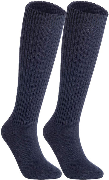 Lovely Annie Big Girl's & Women's 2 Pairs Knee High Wool Socks | Comfy, Cozy and Fancy Leg Warmer Stockings AFS05 Size L/XL(Blue)