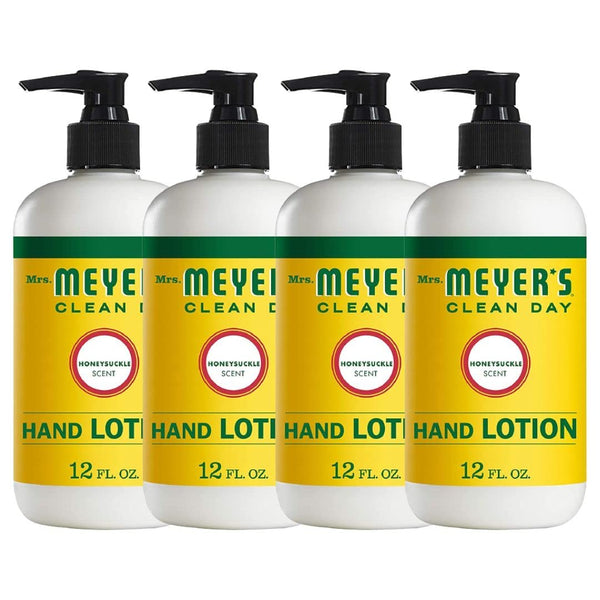 Hand Lotion for Dry Hands, Non-Greasy Made with Essential Oils, Cruelty Free Formula, Honeysuckle Scent, 12 FL OZ Per Bottle, 4 Bottles