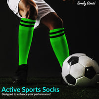 Lovely Annie Children's 1 Pair Knee High Sports Socks Lightweight & Breathable Socks - Ultra Comfortable & Durable Long Socks XL003 S(Green)