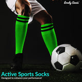 Lovely Annie 1 Pair Ultra Comfortable Girls Knee High Sports Socks Perfect as Activewear as Soccer, Football, and Other Sports XL003 S(Green)