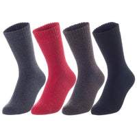 4 Pairs Children's Wool Socks for Boys & Girls. Comfy, Durable, Sweat Resistant Colored Crew Socks LK0601 Size 6Y-8Y (Dark Grey,Red,Coffee,Black)