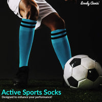 Lovely Annie Unisex Children 2 Pairs Knee High Sports Socks for Baseball/Soccer/Lacrosse 003 XS(Light Blue)