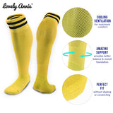 Lovely Annie 1 Pair Ultra Comfortable Girls Knee High Sports Socks Perfect as Activewear as Soccer, Football, and Other Sports XL003 S(Yellow)