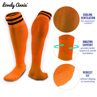 Lovely Annie 1 Pair Ultra Comfortable Girls Knee High Sports Socks Perfect as Activewear as Soccer, Football, and Other Sports XL003 XXS(Orange)