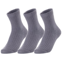 Lovely Annie Unisex Children's 3 Pairs Thick & Warm, Comfy, Durable Wool Crew Socks. Perfect as Winter Snow Sock and All Seasons LK08 Size 6Y-8Y (Grey)