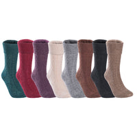 Lovely Annie 4 Pairs Gorgeous Comfy Super Comfortable Women Wool Crew Socks. Strong, Soft with Unique Designs L1860 Size 5-11 4P4C-Assorted