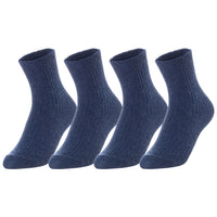 Lovely Annie Unisex Children's 4 Pairs Thick & Warm, Comfy, Durable Wool Crew Socks. Perfect as Winter Snow Sock and All Seasons LK08 Size 3Y-5Y (Navy)