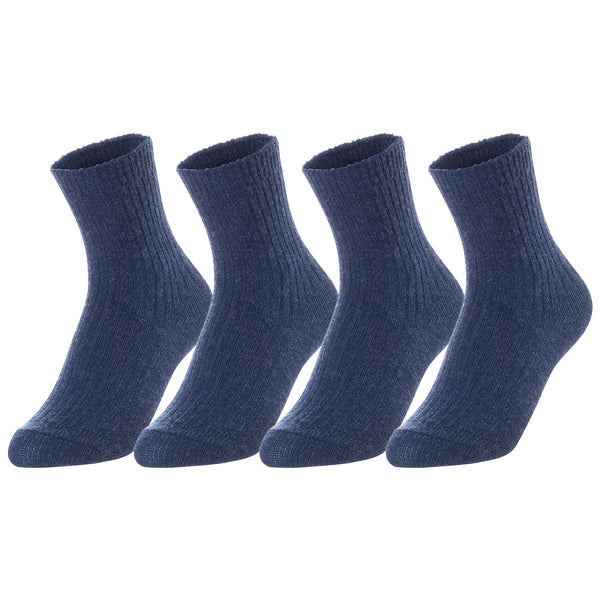 Lovely Annie Unisex Children's 4 Pairs Thick & Warm, Comfy, Durable Wool Crew Socks. Perfect as Winter Snow Sock and All Seasons LK08 Size 3Y-5Y (Navy)