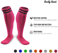 Lovely Annie Girls' 2 Pairs Knee High Sports Socks for Baseball/Soccer/Lacrosse 003 XS(Rose)