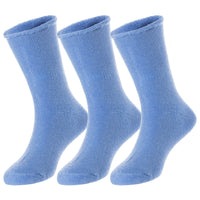 3 Pairs Children's Wool Socks for Boys & Girls. Comfy, Durable, Stretchable, Sweat Resistant Colored Crew Socks LK0601 Size 6M-12M (Blue)