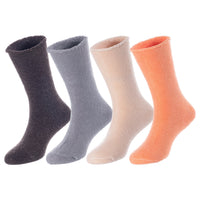 4 Pairs Children's Wool Socks for Boys & Girls. Comfy, Durable, Sweat Resistant Colored Crew Socks LK0601 Size 0M-6M (Coffee,Grey,Beige,Orange)
