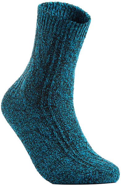 The Most Gorgeous Women's 4 Pairs Wool Crew Socks Soft, Strong and Super Comfortable With Unique Designs AHR1613 One Size (Blue)