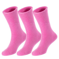 3 Pairs Children's Wool Socks for Boys & Girls. Comfy, Durable, Stretchable, Sweat Resistant Colored Crew Socks LK0601 Size 3Y-5Y (Rose)